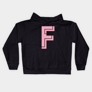 F Letter Initial Monogram Minimal Linear Pink Girly Kids Hoodie